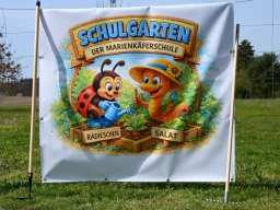 Erste Pflanzaktion im schulgarten bei Sonnenschein