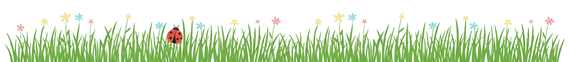 Illustration einer Wiese mit einem Marienkäfer, dekoratives Bild